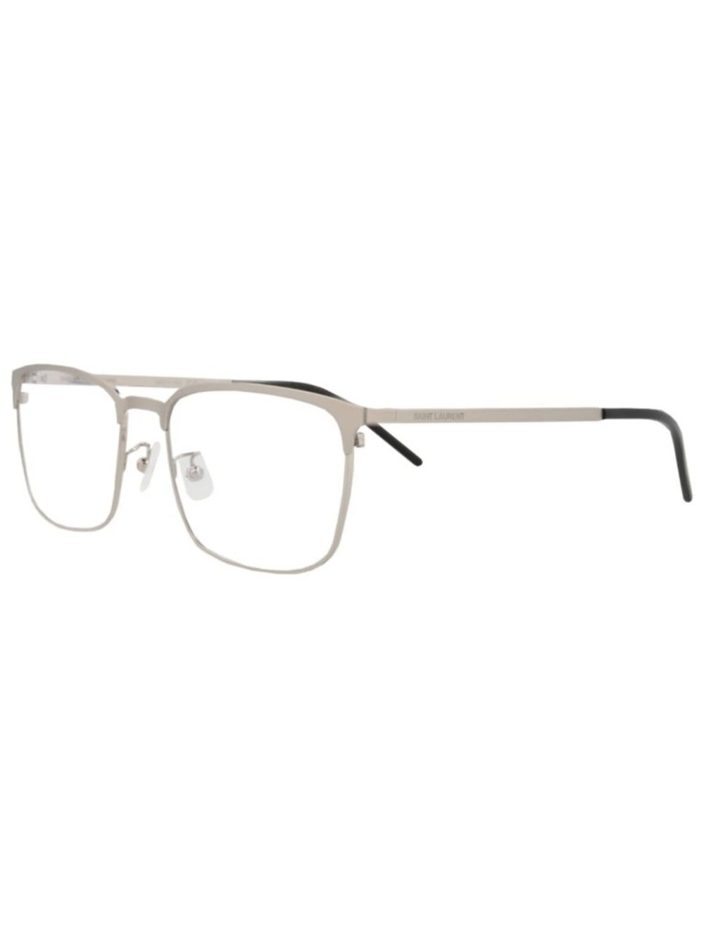 New Saint Laurent Women's Eyeglasses Square Rectangle Metal Frame Mens Silver E